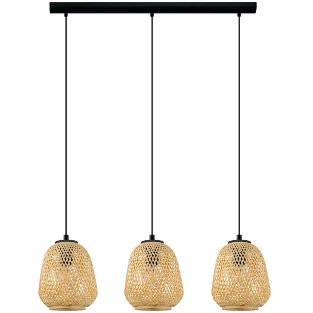 EGLO Dembleby - Hanglamp - E27 - 90 cm - Zwart|Natuur Zwart;Lichtbruin;