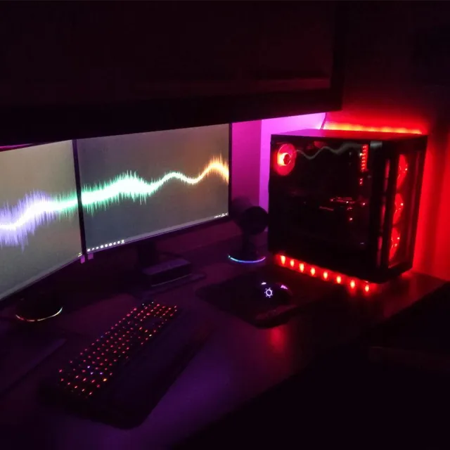 RexTech PC led strip set - RGB - 1 meter - Plug & Play Gaming Light - Inclusief afstandsbediening - Gaming accessoire