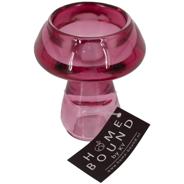 homebound by ky Glazen waxine- en kaarsenstandaard roze