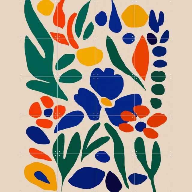 IXXI Expression Of Nature’s Vivid Beauty, Little Dean & Various - 80 x 100 cm - Grote wanddecoratie en posters - Kleurrijk, Illustraties, Grafisch Rood / Geel / Blauw / Groen
