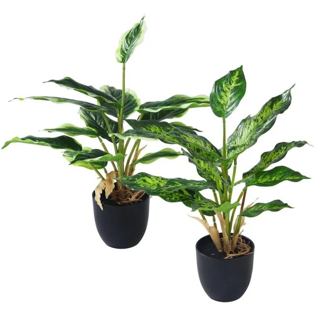 Unyqoos Set van twee kunstplanten in pot voor decoratie thuis of op kantoor groen