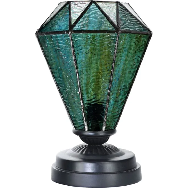 Coloured by Art Tiffany lage tafellamp zwart met Arata Green - Art Deco Trade Groen
