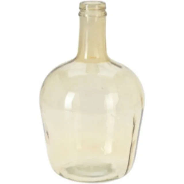 H&S Collection Bloemenvaas San Remo - Gerecycled glas - geel transparant - D19 x H30 cm - Fles vorm