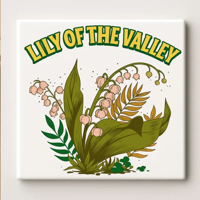 Nevolis Lily of the Valley Bloementegel – 15x15cm Keramische Wanddecoratie – Vintage Botanisch Ontwerp voor Natuurliefhebbers & Woondecoratie Multi Color
