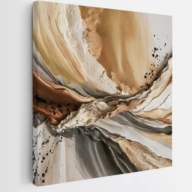 Saammp Canvas Schilderij - Beige - Bruin - Abstract - 20x20 - Foto op canvas - Wanddecoratie - Muurdecoratie Woonkamer - Slaapkamer decoratie - Canvas Print Multicolor