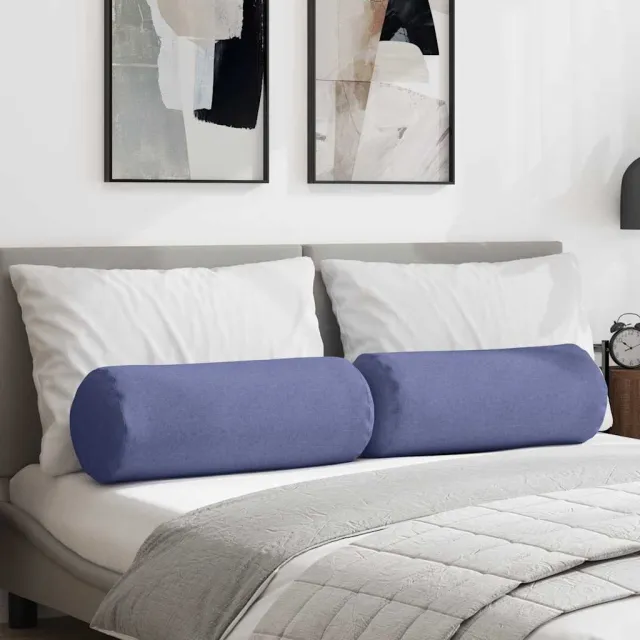 vidaXL Bolster Kussens 2 st Stof Jeans Blauw Dia. 25 x 70 cm