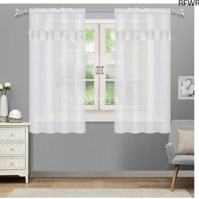 RFWR Moderne witte voile raamgordijnen set van 2, 145 x 160 cm, zorgt voor privacy en stijl