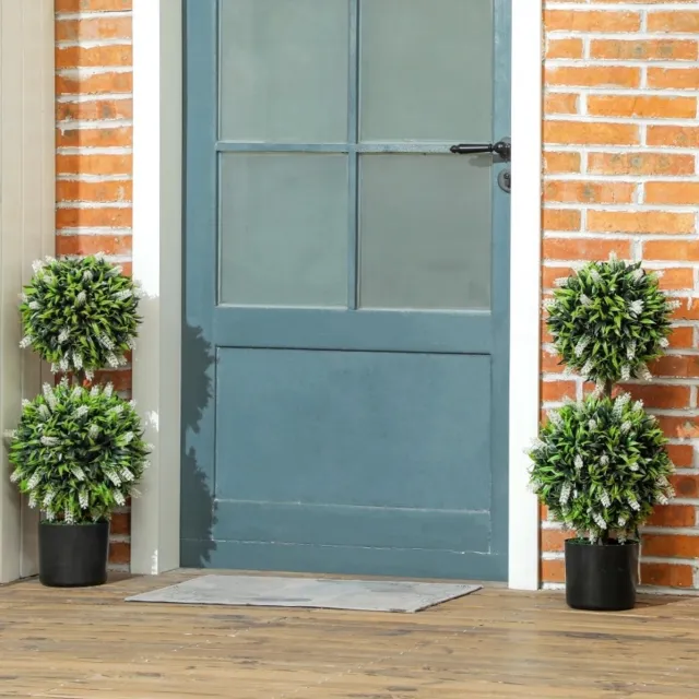 MEUNIQ Kunstplant 2-delige set 70 cm in pot UV-bestendig voor binnen & buiten kunststof decoratieve kamerplant voor woonkamer, hal of tuin Wit