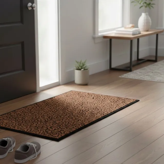 Floordirekt Deurmat Brasilia - Wasbare & Krachtige Vuilvangmat - Bruin 90 x 150 cm - Voor Binnen & Buiten - Vuilafstotende Mat met Antislip Achterkant - Verkrijgbaar in 4 Kleuren & 3 Maten