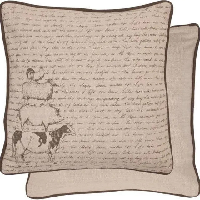 Clayre & Eef Katoenen kussenhoes - Farm - Bruin - Jute look - 1 stuks - 40 x 40 cm Beige