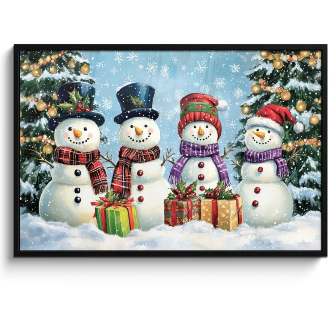 FrameYourWall Poster in lijst - Fotolijst 120x80 cm - Posters - Vrolijk - Sneeuw - Kleurrijk - Posterlijst zwart - Decoratie - Wanddecoratie woonkamer - Muurdecoratie slaapkamer