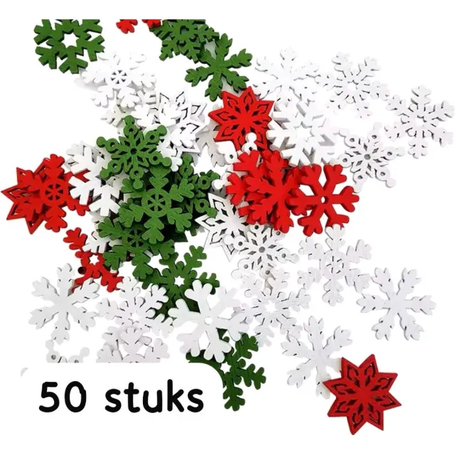 Akyol kerstversiering - kerstster - rood/groen/ witte sterren - versiering - sterren - 50 stuks - feestdagen - decoratie - kerstversiering - kerst decoratie - tafel decoratie kerst - kerst rood, wit en groen