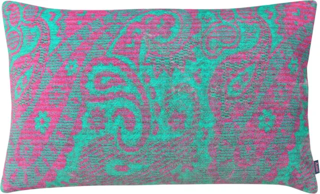 Aaizi velours sierkussen Mazan Fuchsia Green - 30x50 cm Groen