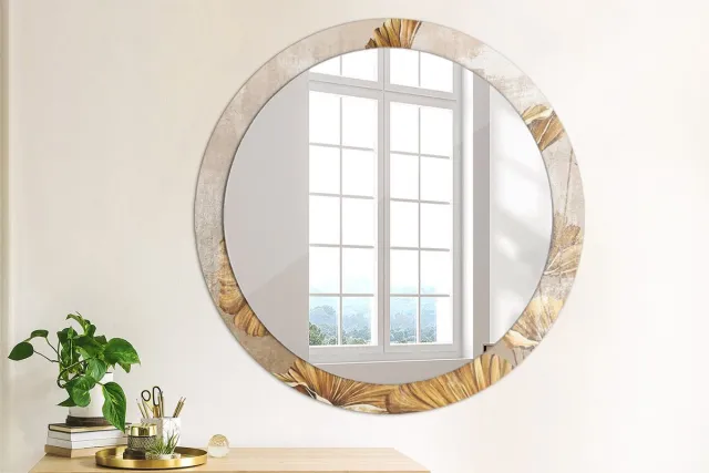 Coloray Bedrukte Spiegel - Boho bladeren Spiegel Met Decoratie - 90 cm - Geel Bedrukte Spiegel - Spiegel Met Decoratie - Spiegel Lijst Met Print - Spiegel Met Print Geel Boho bladeren