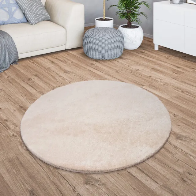 TT Home Woonkamer korte pool effen modern design wasbaar 120 x 120 cm Vierkant 120 x 120 cm Vierkant beige rond