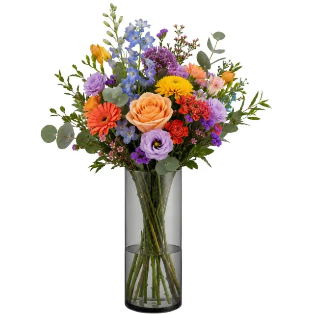 Giftdecor Bloemenvaas - smoke acrylglas - D15 x H35 cm - cilinder - boeketvaas - 6 liter Zwart