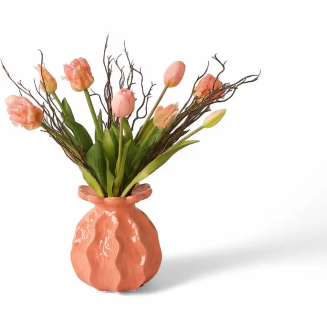 Winq TulpenBoeket Zalm en Roze-zijden Bloemen-Kunstbloemen-Tulpen-excl. vaas zalmroze