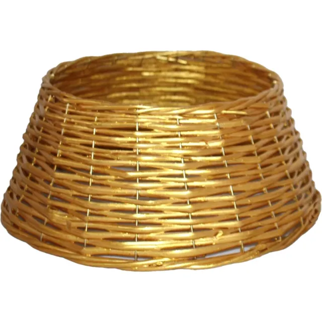 Gerimport Gerim Kerstboomrok/kerstboommand - goud - gevlochten wilg - 38 x 16 cm - voor kerstboom van 120 cm