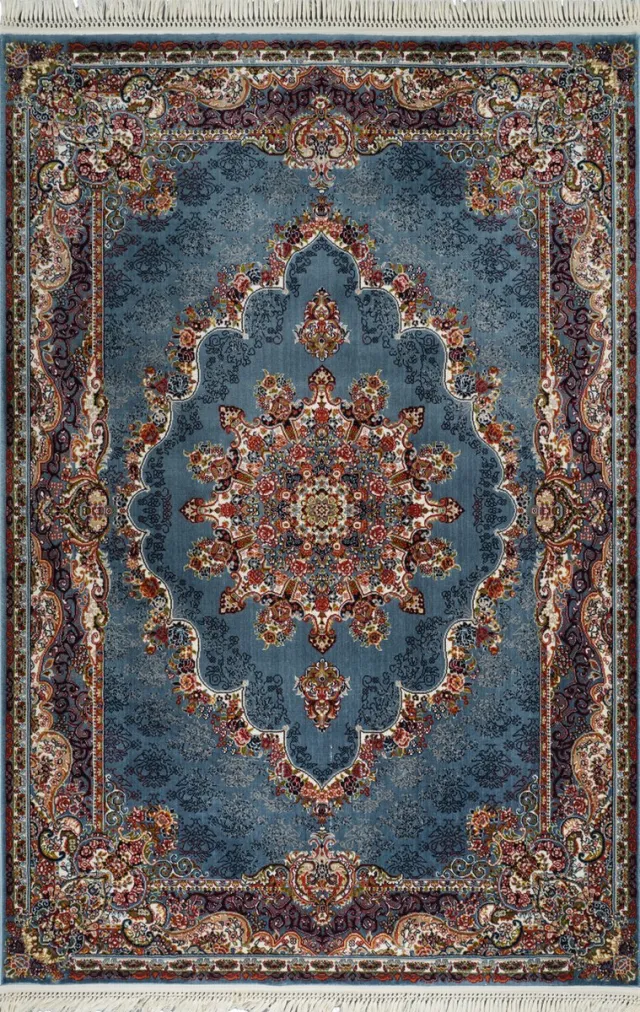 Muratap Isfahan Oosters Vloerkleed Klassiek Vintage Tapijt Blauw- 300x400 CM