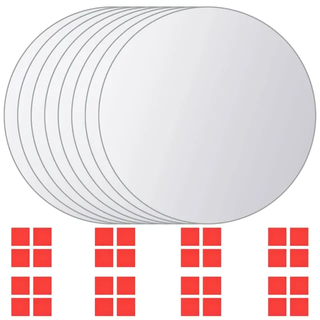 vidaXL 8 st Spiegeltegels rond glas Zilver