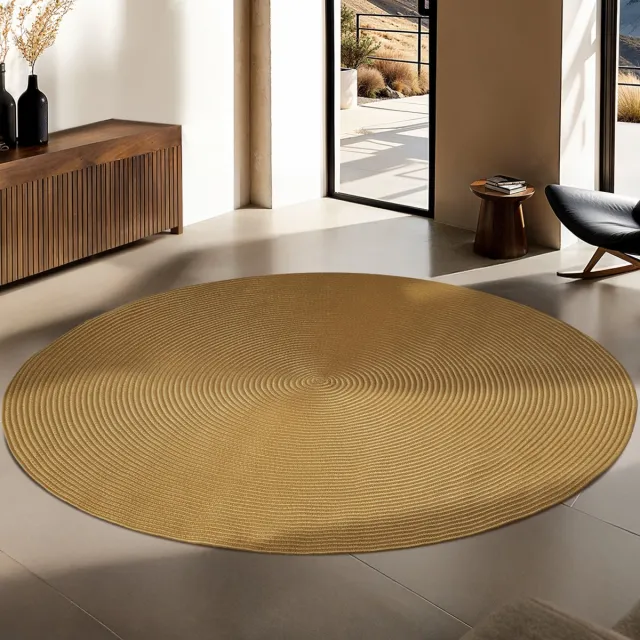 Tectake Rond Vloerkleed – Gevlochten Kleed in Jute-Look – Boho Vloerkleed van Kunstvezels – Onderhoudsvriendelijk en Vormvast – Ø 160 cm – Natuurkleur