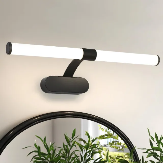 Glitzerlife LED Spiegellamp Bad - Wandlamp IP44 Waterbestendig - Neutraal Wit Licht - 60 cm - Zwart - Modern Badkamer Verlichting - Metaal Zwart 60cm