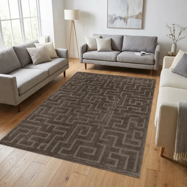 TapisTrend Designer tapijt Bruin 200x280 cm Modern vloerkleed met dubbele concentrische bogen in reliëf voor woonkamer, slaapkamer en eetkamer