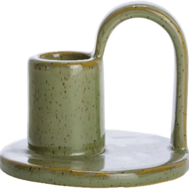 Rustik Lys Kandelaar aardewerk - Moon kandelaar - mosgroen - L9xB9xH7,5 cm - Rustik Lys