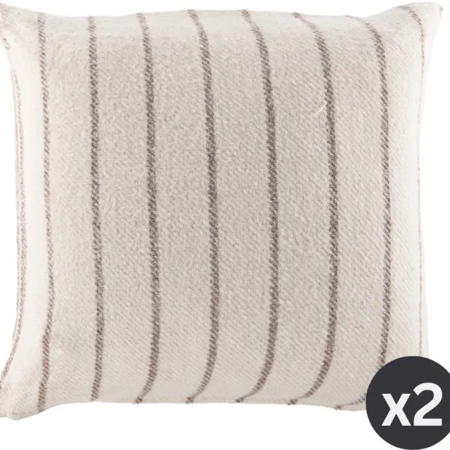 Tiseco Kussen ALMA (gevuld) - SET/2 - gestreept - 45x45 cm, taupe