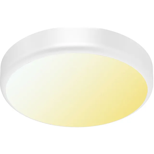 BES LED LED Plafondlamp met Sensor + Dag en Nacht Sensor - Brinton Gruna - 20W 2000lm - Aanpasbare Lichtkleur CCT - IP54 - Opbouw - Rond - Wit