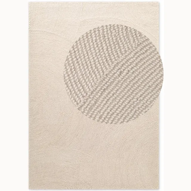 flycarpets Calmio Wollen Vloerkleed Creme - Laagpolig - Japandi / Scandinavisch