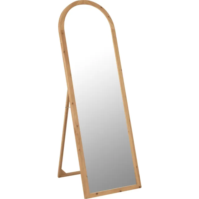 J-Line spiegel Met Voet - glas/sparhout - naturel - 162 x 52 cm