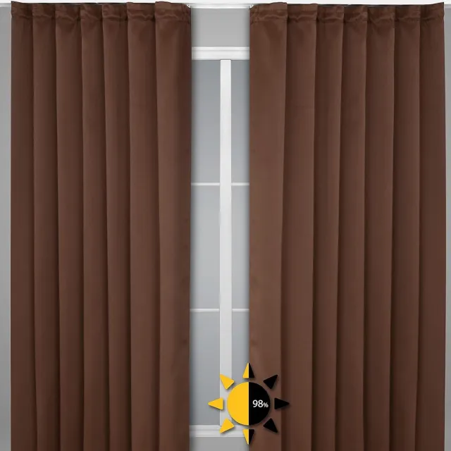 Beautex Verduisterend gordijn met krulband U-band, gordijn verduisterend ondoorzichtig, maat en kleur naar keuze (breedte 140 cm. hoogte 175 cm, Donkerbruin) Merk: Beautex