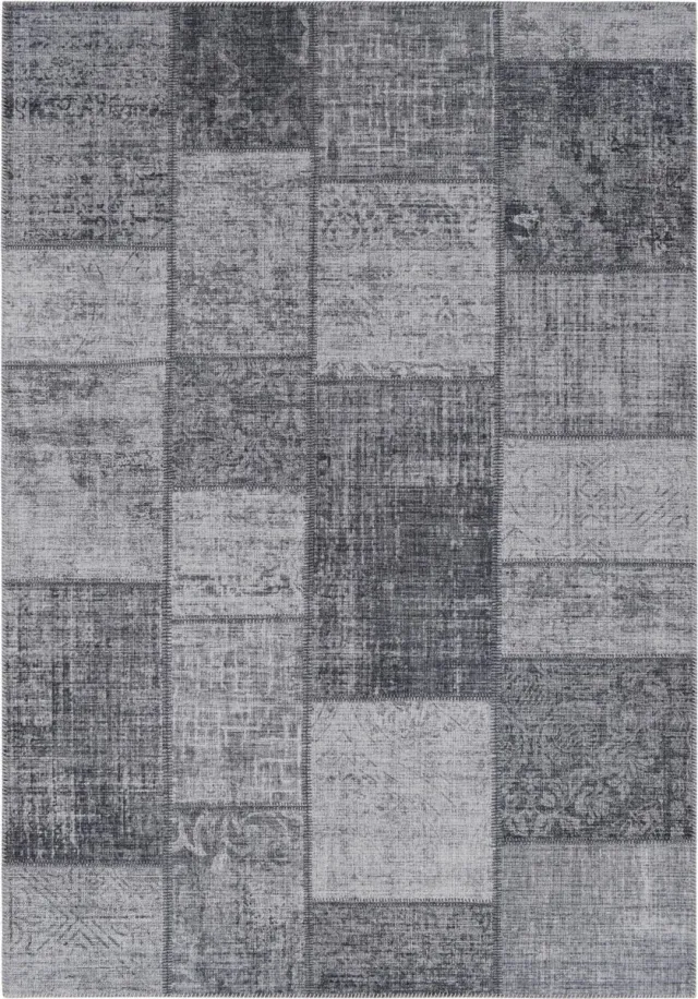 Vercai Rugs Fenix Collectie - Laagpolig Vloerkleed - Modern Tapijt met Vintage Ontwerp - Chenille Grijs