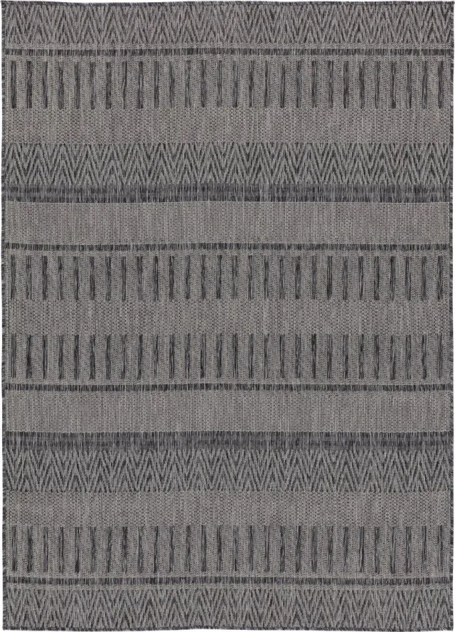 TESSO LIVING Vloerkleed voor binnen en buiten, Antislip, Balkon Terras Keuken, Boho Geometrisch -Donkergrijs - 80cm x 150cm - UV- en Weersbestendig, Modern Tuintapijt Boho - Donkergrijs