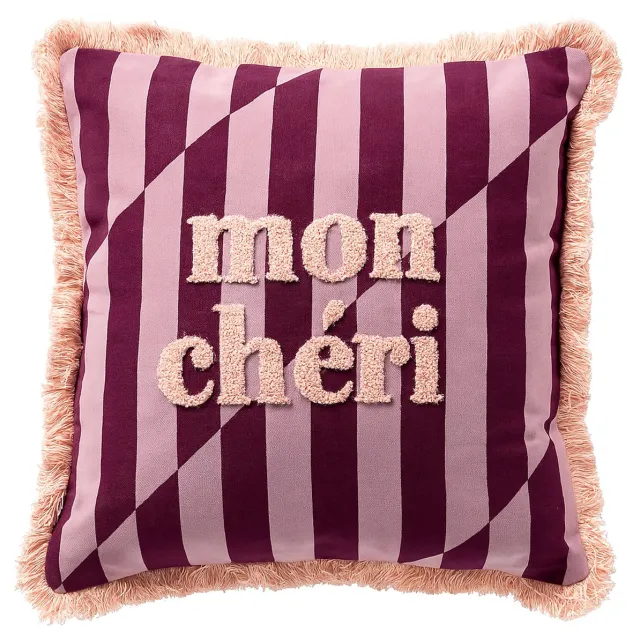 Dutch Decor CHERIE - kussenhoes 45x45 cm - gestreept - 100% katoen - Rosebud - roze - met rits - zonder binnenkussen Violet