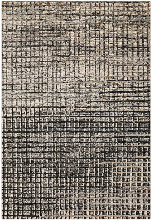 Padiro design laagpolig vloerkleed 170 x 240 cm - donkergrijs - modern abstract ontwerp - voor vloerverwarming - van zijde en katoen