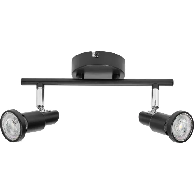 LEDVANCE LED SPOT GU10 2 x 3,4W, 460lm, zwart, 2.700K kleurtemperatuur, warm witte lichtkleur, tijdloos ontwerp, vervangbare ledlamp, ideaal voor interieurs, CRI 90, verstelbare koppen