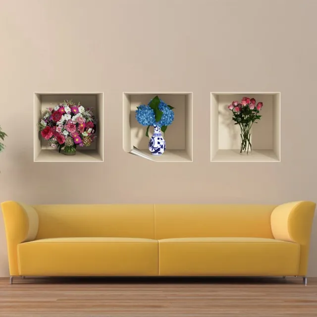 Ambiance Sticker Sticker met 3D-effect met roze en blauwe bloemen, 40 x 120 cm Multi color