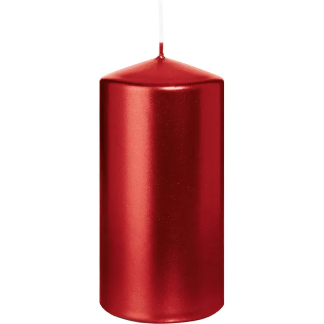 Wiedemann Cilinderkaars/stompkaars - metallic rood - 12 x 6 cm - 33 branduren - zuilkaarsen Donkerrood