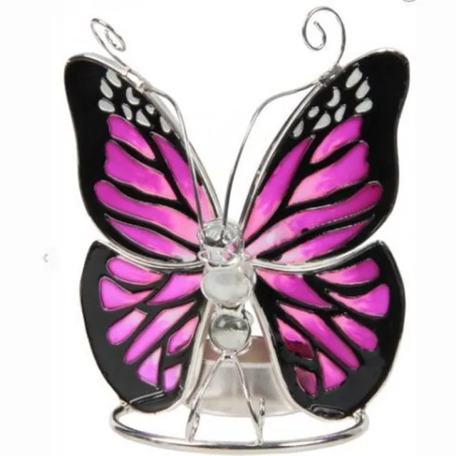 New Dutch® Waxinelicht houder vlinder glas Purple Paars