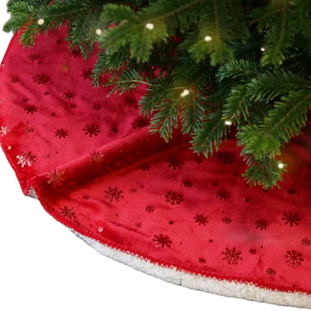 Unique Living Kerstboomrok - rood - sneeuwvlokken - D100 cm - polyester - kerstboomkleed