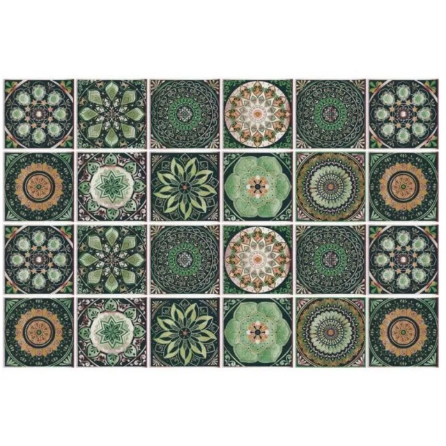 GelldG 24 Stuks Tegelstickers - Zelfklevende Wandstickers - 15x15cm - Waterdicht en Olievast - Geschikt voor Keuken, Badkamer, Kast en Meubels - Plastic Folie voor Snelle Renovatie Groen