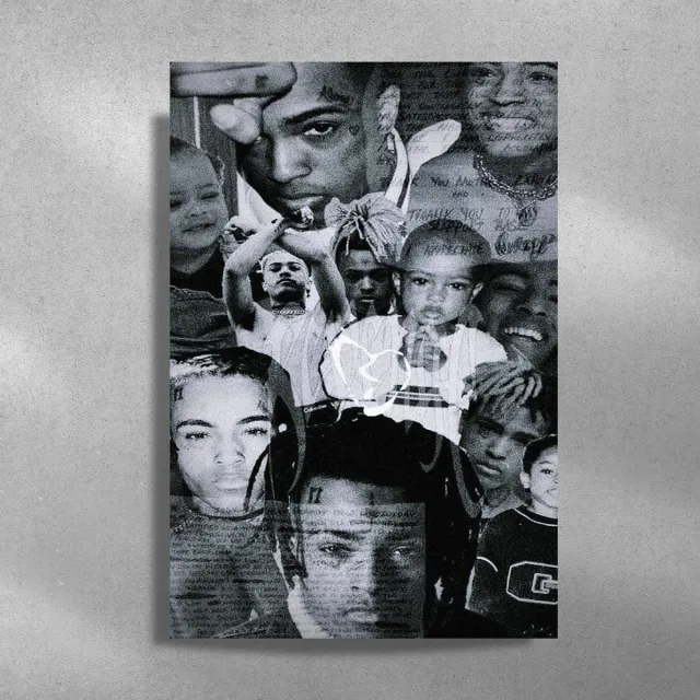 Luxe poster XXXTentacion - Luxe Metalen Poster - 40x60cm - wanddecoratie zwart