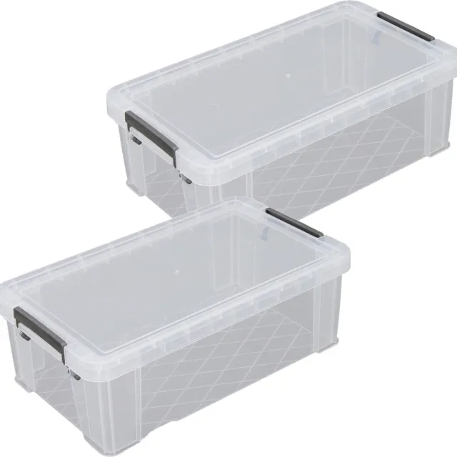 Whitefurze Opbergbox - 2x stuks - 5.8 liter - Transparant - 35 x 19 x 12 cm - kunststof - opslag oplossingen - kist - met deksel