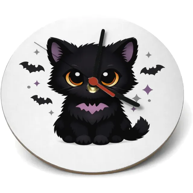 Mr Cadeautjes Klok rond Ø 19 - design Schattige herfstvos met magische bladeren | cadeau Wit
