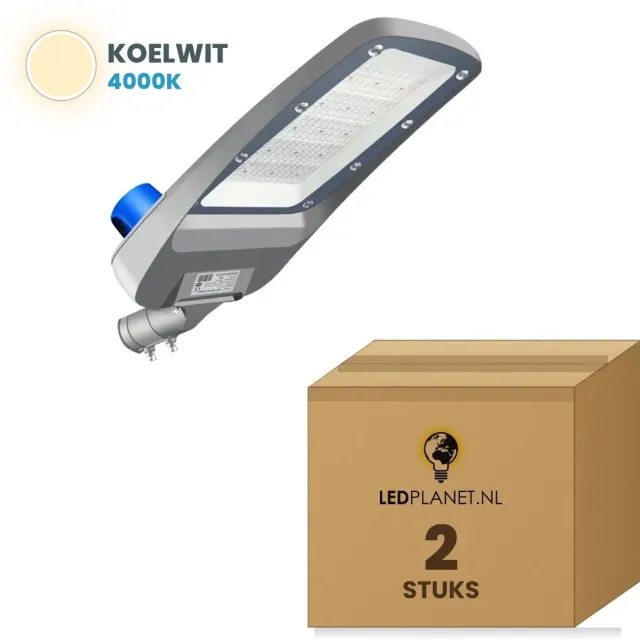 Tsong LED straatverlichting 150W - Doos 2 stuks - Koelwit 4000K - 25.500 lm - daglichtsensor - IP66 - IK10 - 230V