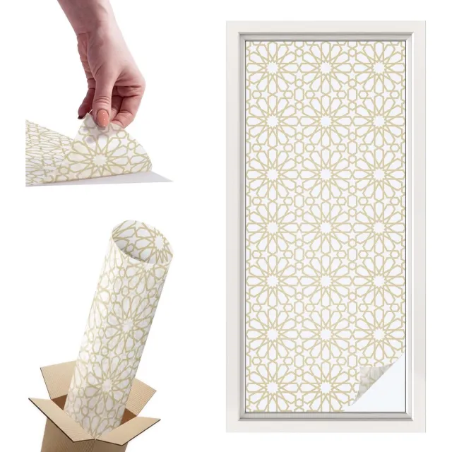 TULUP Raamfolie Anti inkijk - Geometrische patronen Privacy Folie Raam - 50x116 cm - Wit Anti inkijk Folie - Raamfolie Tegen inkijk Glas in Lood - Voor de woonkamer, slaapkamer en kantoor - Raamfolie Zonwering Wit - Geometrische patronen
