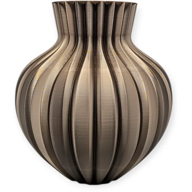 Layerzz Ribbelvaas - 3D geprint - Trendy kleur - voor Droogbloemen en zijdebloemen - duuurzaam Kopergoud