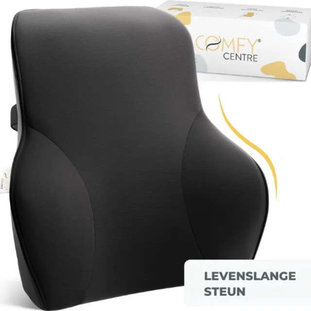 COMFYCENTRE Ergonomische Rugsteun XL Auto & Bureaustoel - Rugkussen Onderrug en Schouders - Lendensteun Auto - Rugsteunen - Traagschuim - Beter zitten Zwart
